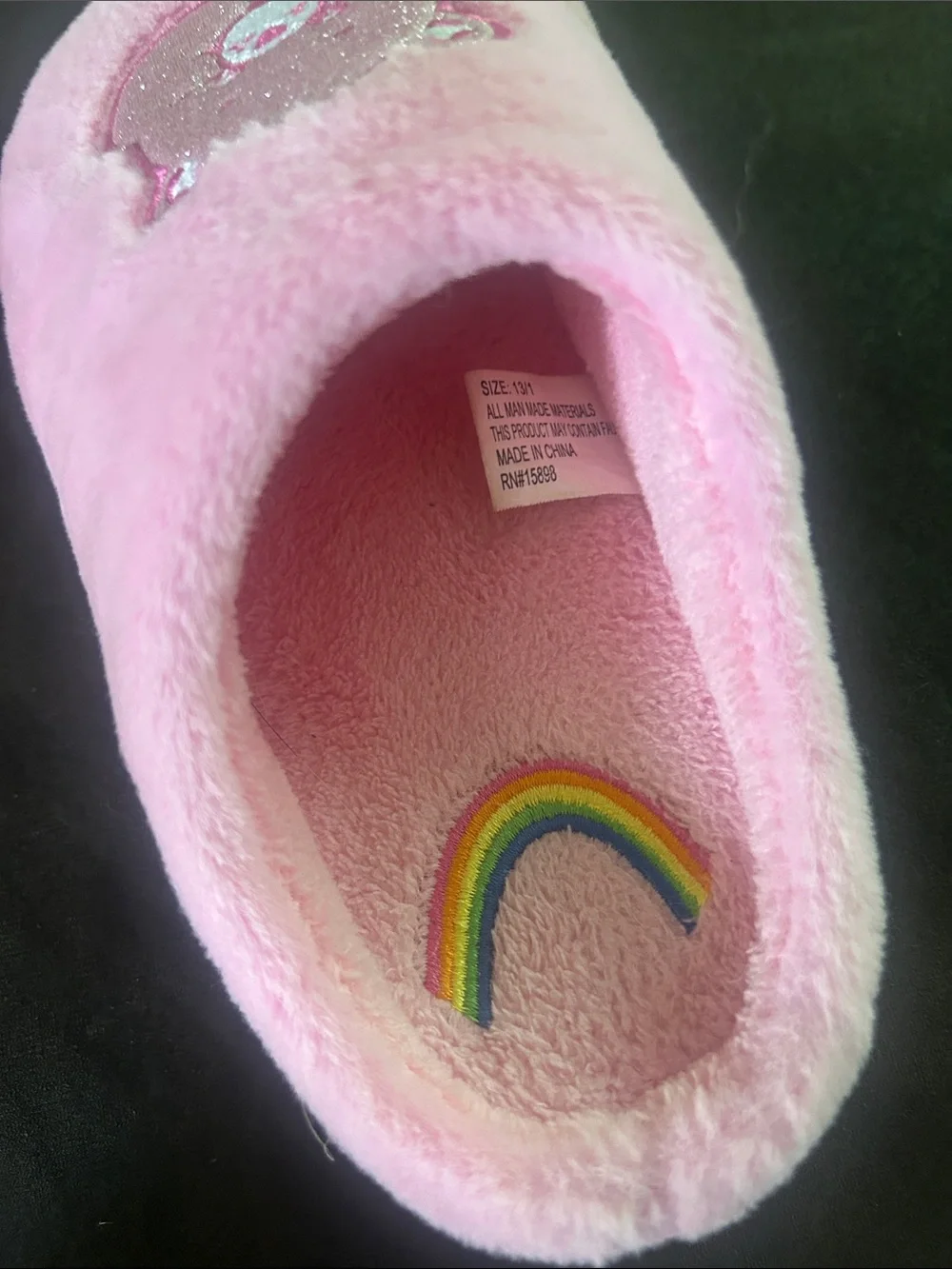 Care Bears Pink Plush Slip-On Slippers with Rainbow Insole Accent
